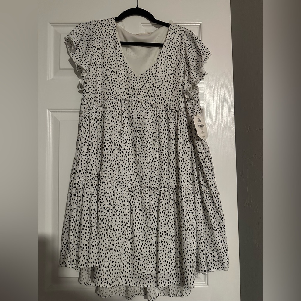 White with black dots Altar’d State dress